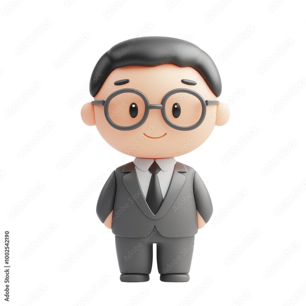 Cute cartoon character of a man in a suit with glasses, perfect for business illustrations or educational materials., isolated on a transparent background. Cute cartoon character of a man in a suit with glasses, perfect for business illustrations or educational materials., isolated on a transparent background.