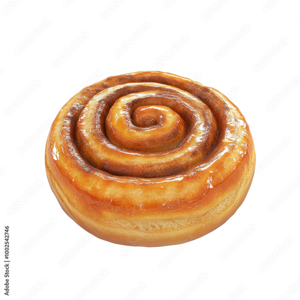 Delicious cinnamon roll with a glossy glaze, perfect for desserts, breakfast, or sweet treats, showcasing tempting swirls., isolated on a transparent background. Delicious cinnamon roll with a glossy glaze, perfect for desserts, breakfast, or sweet treats, showcasing tempting swirls., isolated on a transparent background.