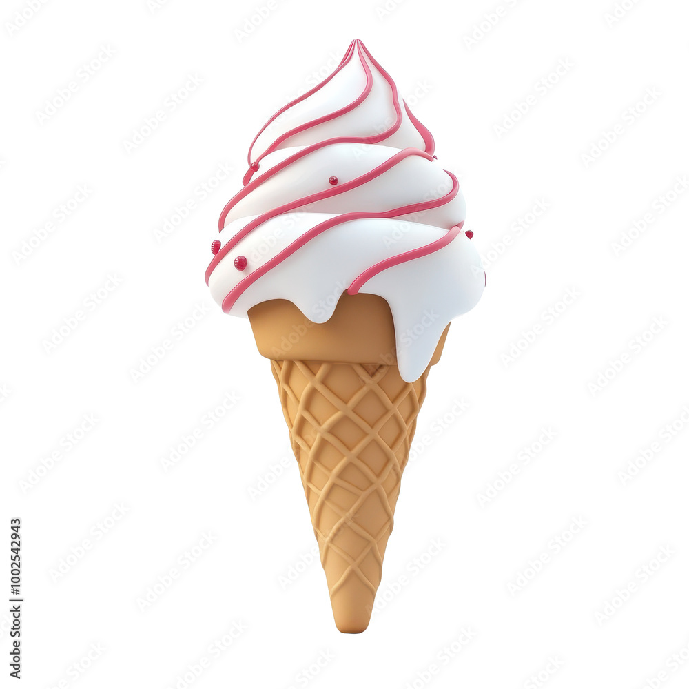Delicious ice cream cone topped with whipped cream and cherry sauce. Perfect for summer treats and sweet cravings., isolated on a transparent background. Delicious ice cream cone topped with whipped cream and cherry sauce. Perfect for summer treats and sweet cravings., isolated on a transparent background.