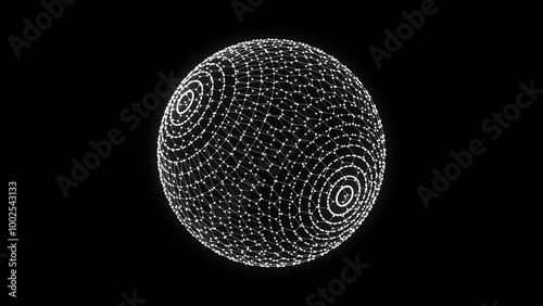 Futuristic sphere of particles and lines. Network connection big data. Abstract technology background. 3d rendering.