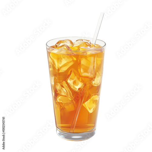 Refreshing iced tea served in a clear glass, filled with ice and a straw for a cool, invigorating drink experience.