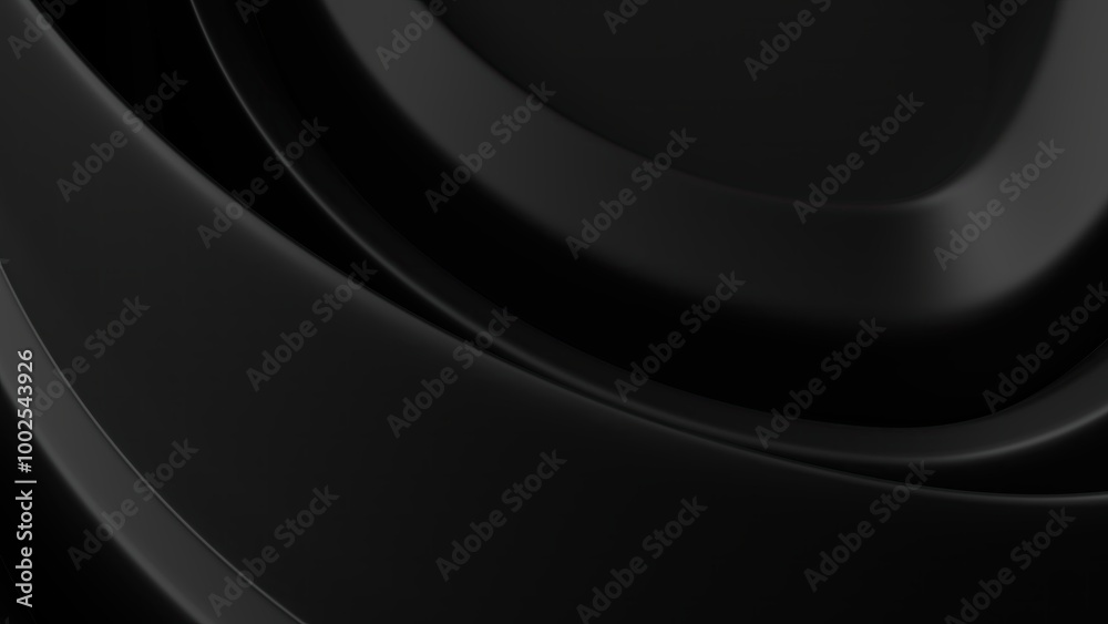 Fototapeta premium Black Contemporary Luxury Elegant Modern 3D Rendering Abstract Background with Wavy Curves Twisted