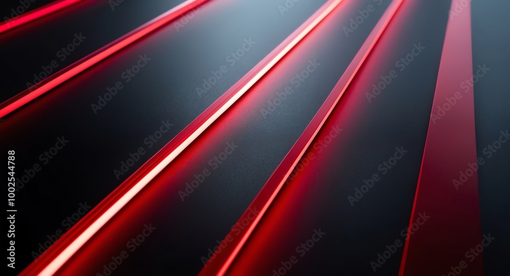 Thin red rays of light cutting across a smooth black surface in sharp angular zigzags creating a high tech vibe Thin red rays of light cutting across a smooth black surface in sharp angular zigzags creating a high tech vibe