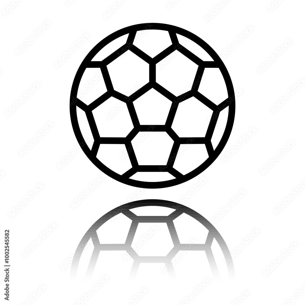 Football simple icon vector. Flat design. Black icon with mirror reflection. White background Football simple icon vector. Flat design. Black icon with mirror reflection. White background