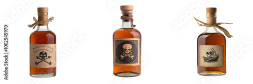 Wallpaper Mural Set of Pirate’s rum bottle isolated on a transparent background Torontodigital.ca