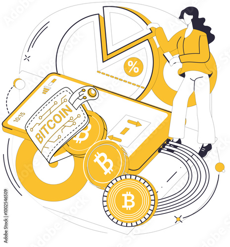 Bitcoin wallet vector illustration. Invest in future finance by adopting sophisticated Bitcoin wallet Blockchain, backbone secure digital transactions, empowers your wallet Economic progress unfolds photo