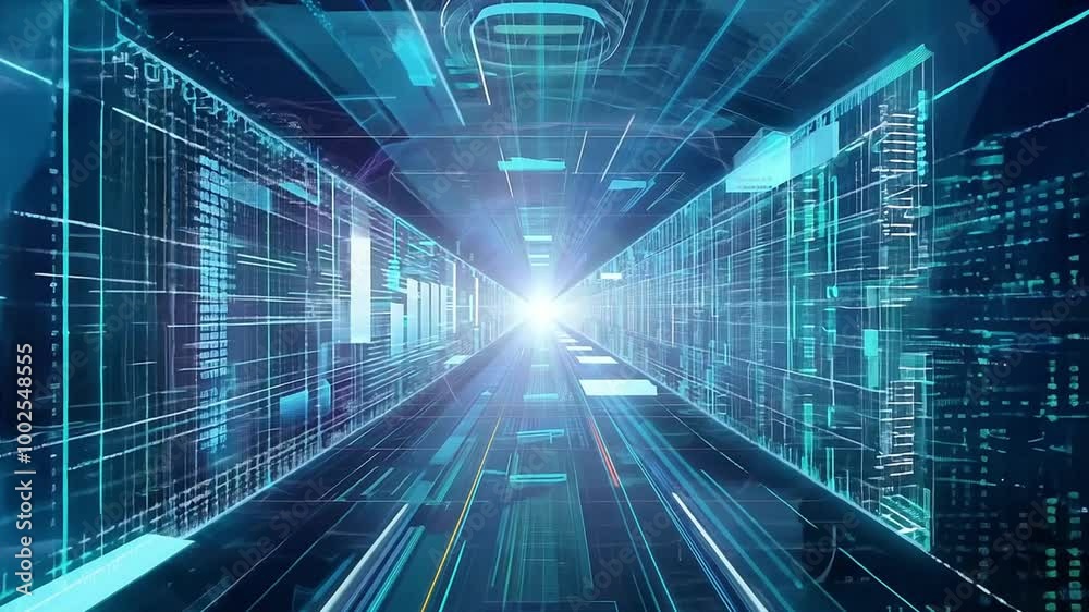 Digital Nexus Data Center Futuristic Journey Through Data and Communication Looping Video Digital Nexus Data Center Futuristic Journey Through Data and Communication Looping Video