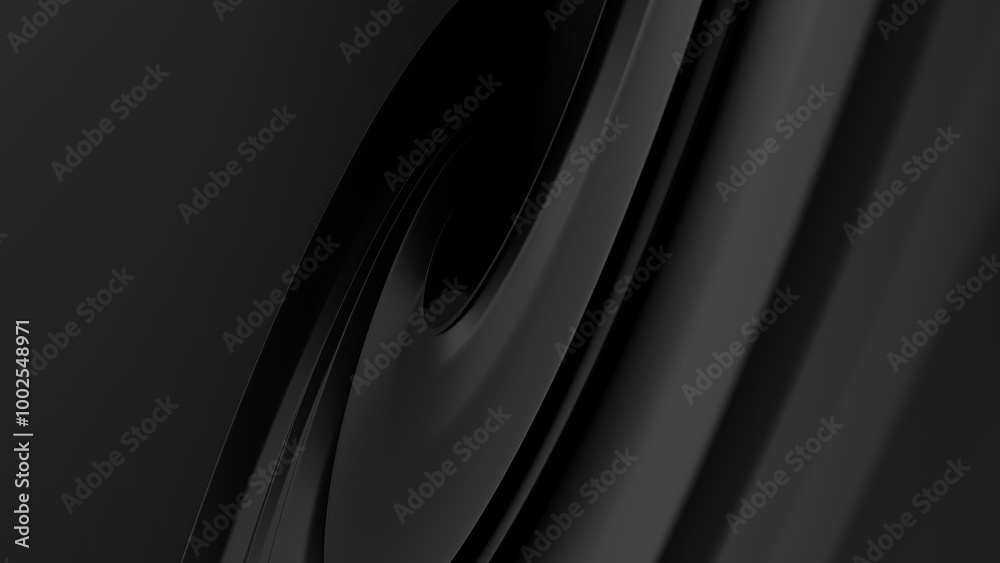 Obraz premium Black Contemporary Artistic Delicate Elegant Modern 3D Rendering Abstract Background with Wavy Curves Twisted
