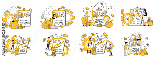 Income vector illustration. Currency, common language, facilitates trade in marketplace wealth Earning is melody sung by those dancing to rhythm financial success Financial strategies are brushstrokes