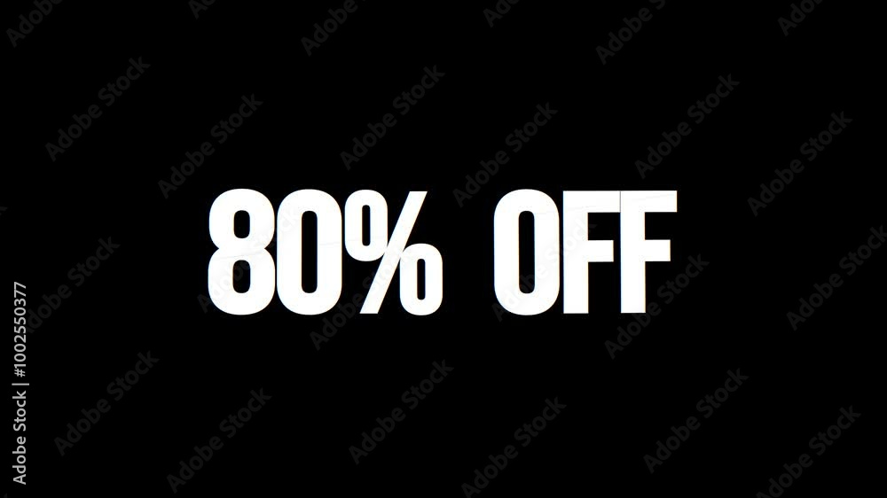 80% OFF text animation, slicing blue effect. Promotion concept, looping video 80% OFF text animation, slicing blue effect. Promotion concept, looping video