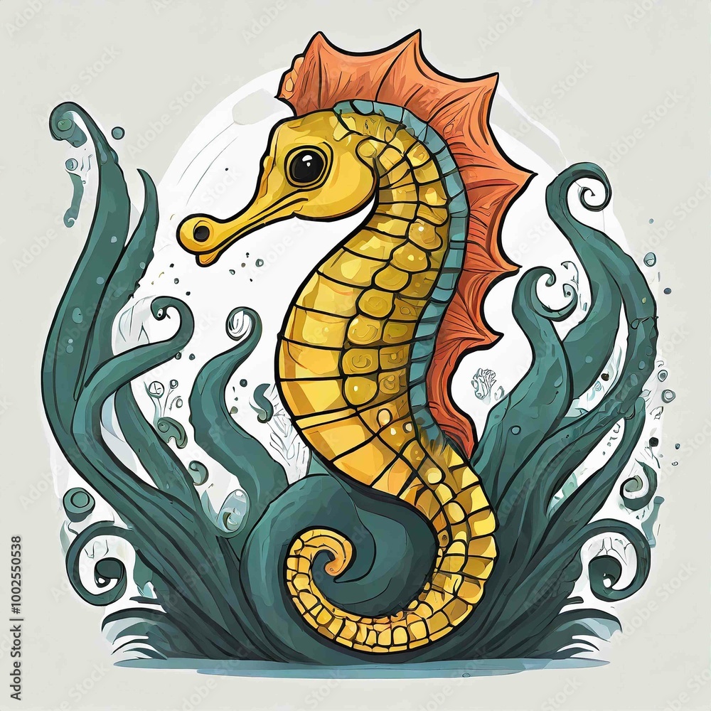 Seahorse Vector Cartoon Illustration Set Seahorse Vector Cartoon Illustration Set