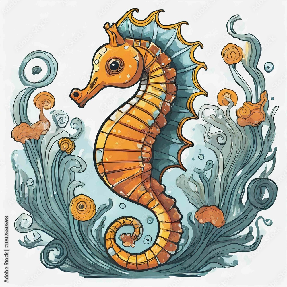 Seahorse Vector Cartoon Illustration Set Seahorse Vector Cartoon Illustration Set