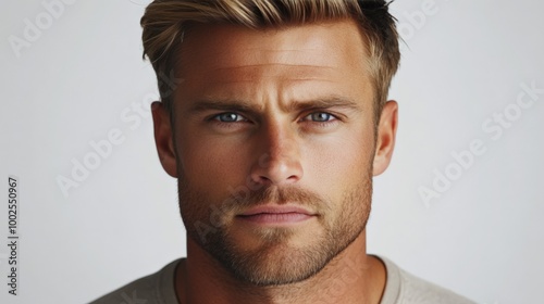 Strong Expression of a Blond Man in Focus