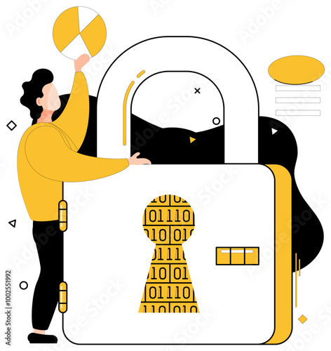 Data security vector illustration. Safeguarding data is not just task its commitment to business privacy The fortress data security stands strong against uncertainties cyberspace Protecting data photo