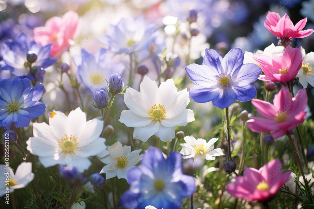Pink and blue primroses
Pink and blue primroses