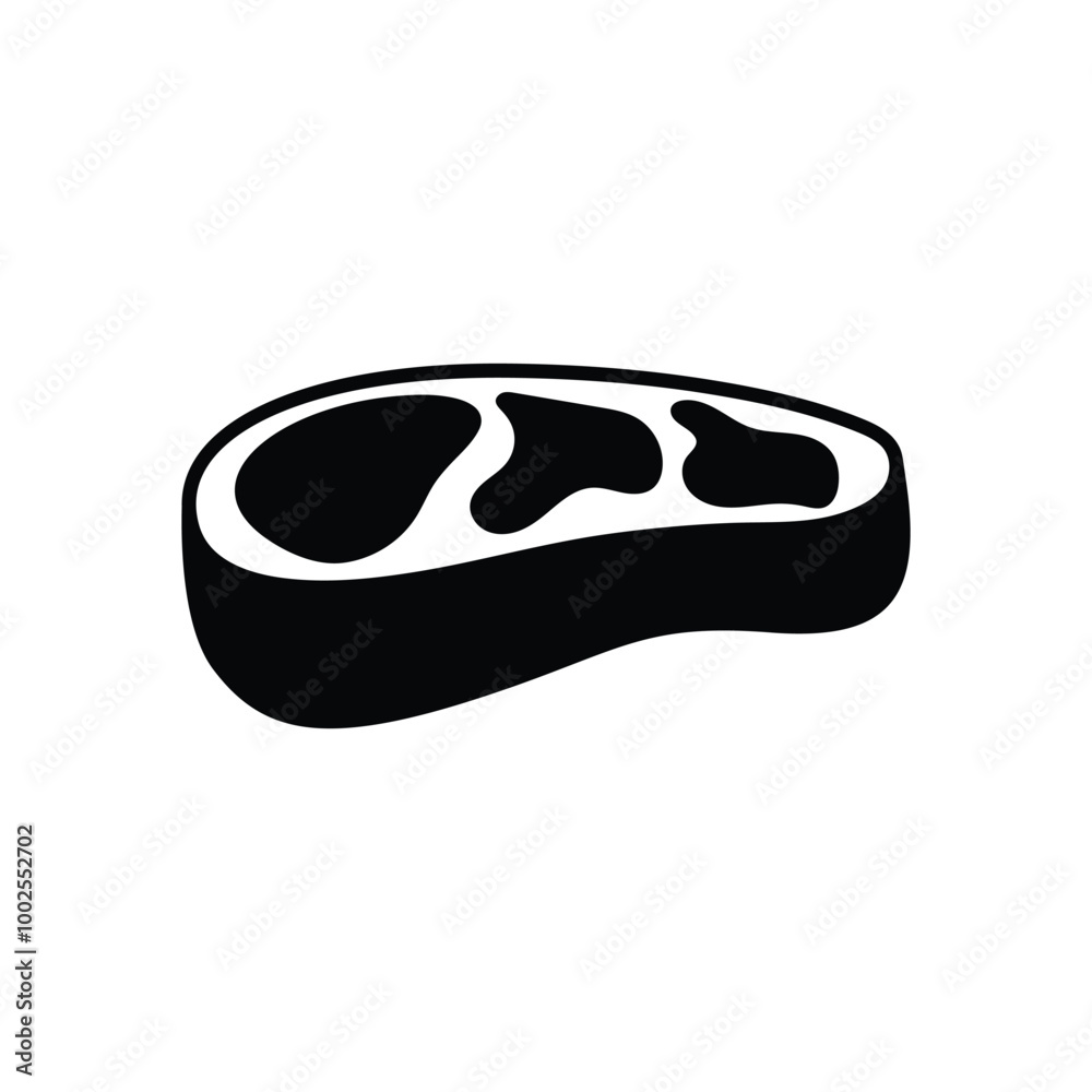 Steak meat black and white flat vector icon design
