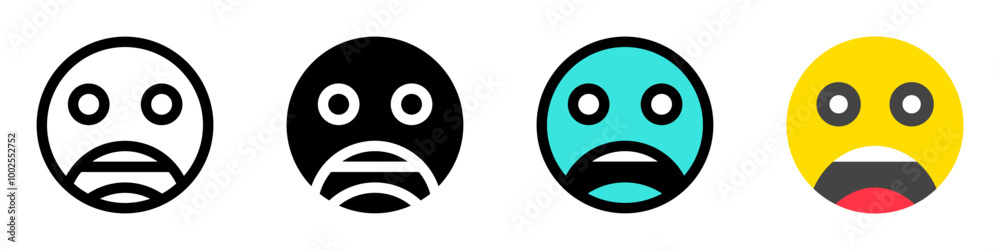 Editable scared, shocked, petrified face vector icon. Part of a big icon set family. Perfect for web and app interfaces, presentations, infographics, etc Editable scared, shocked, petrified face vector icon. Part of a big icon set family. Perfect for web and app interfaces, presentations, infographics, etc