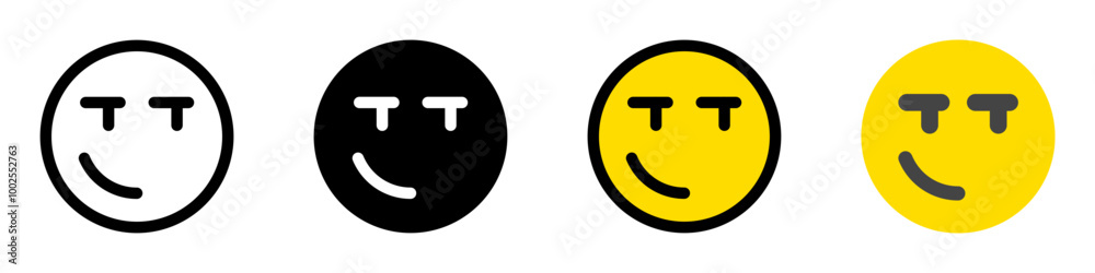 Editable sarcastic, smirking face vector icon. Part of a big icon set family. Perfect for web and app interfaces, presentations, infographics, etc Editable sarcastic, smirking face vector icon. Part of a big icon set family. Perfect for web and app interfaces, presentations, infographics, etc
