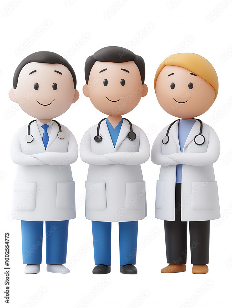 Doctor Figures in White Coats Posed Together for Photo. Doctor Figures in White Coats Posed Together for Photo.