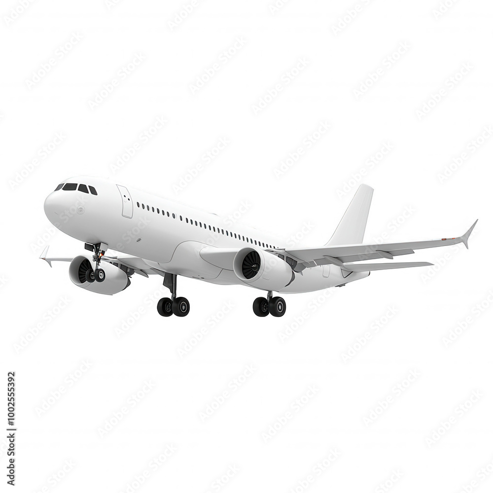 Modern Boeing Jetliner Suspended in Space against Black Background. Modern Boeing Jetliner Suspended in Space against Black Background.