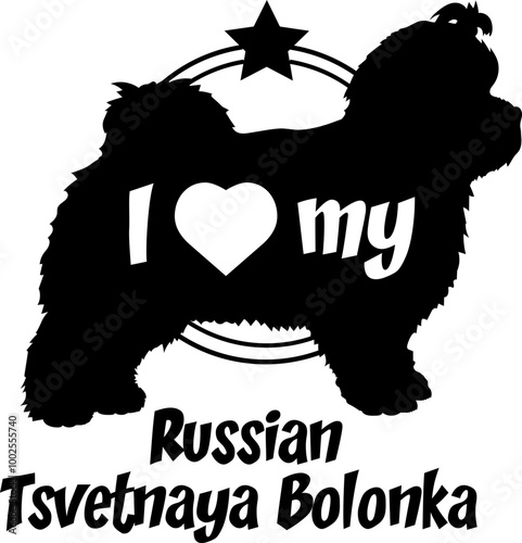 Russian Tsvetnaya Bolonka. dog silhouette, i love my dog, dog, dog breeds, logo, vector, monogram, silhouette, logo design, animal, illustration, mammal, icon, sign, design, black, wild photo