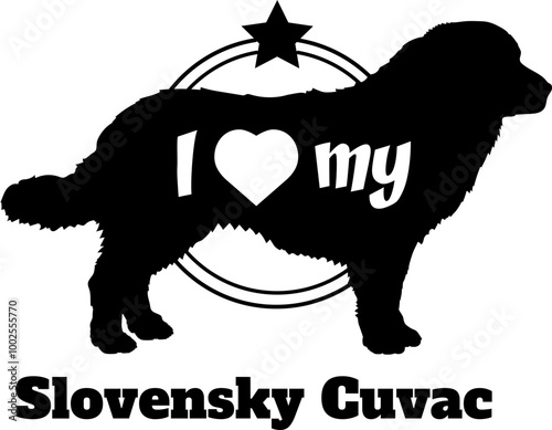 Slovensky Cuvac dog silhouette, i love my dog, dog, dog breeds, logo, vector, monogram, silhouette, logo design, animal, illustration, mammal, icon, sign, design, black, wild photo