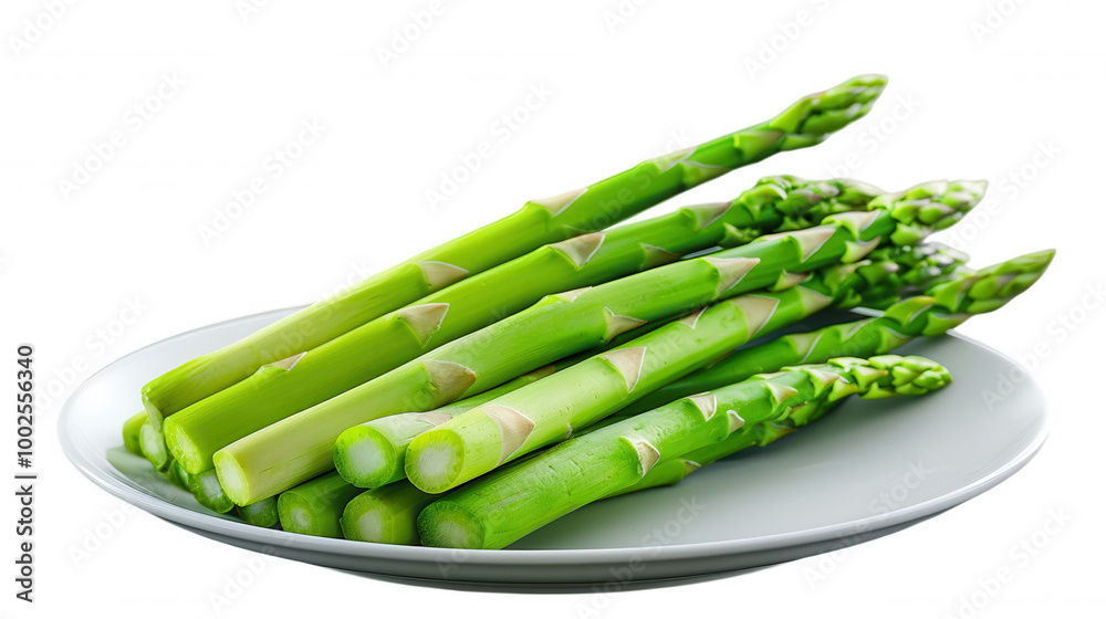 Fresh Asparagus Stalks Arrangement on Dark Plate