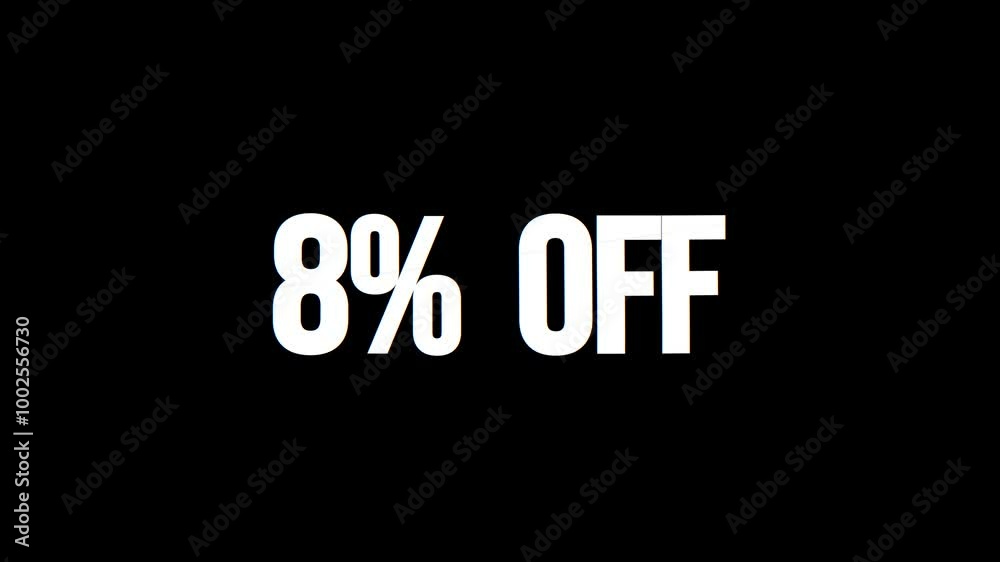 8% OFF text animation, slicing blue effect. Promotion concept, looping video 8% OFF text animation, slicing blue effect. Promotion concept, looping video