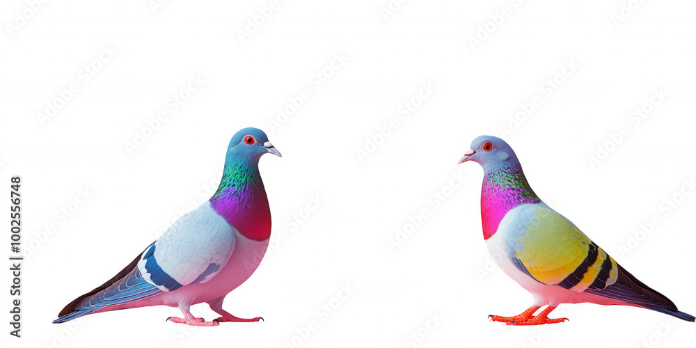 Vibrant Parrots in Harmony on Wooden Railing Vibrant Parrots in Harmony on Wooden Railing