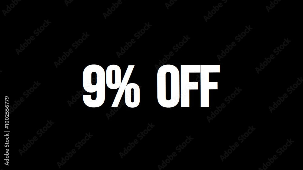 9% OFF text animation, slicing blue effect. Promotion concept, looping video 9% OFF text animation, slicing blue effect. Promotion concept, looping video