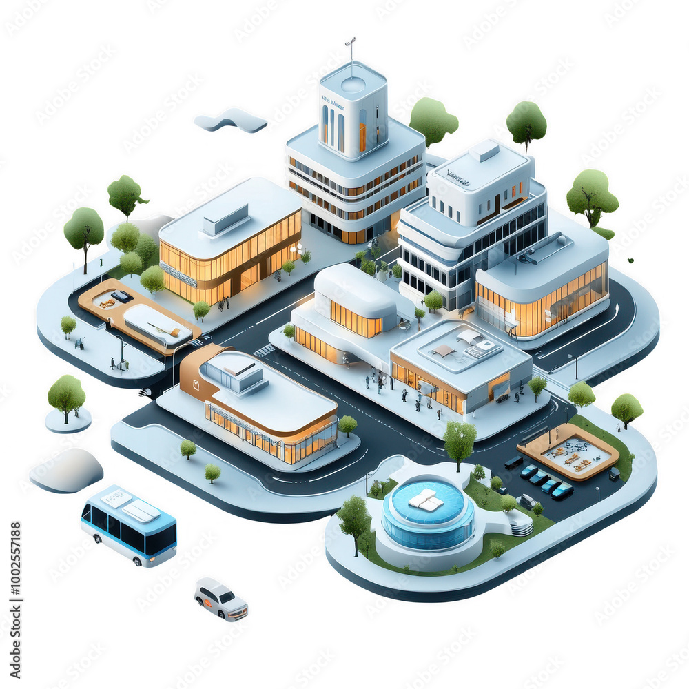 Obraz premium Urban Cityscape Model with Modern Architecture Illustration