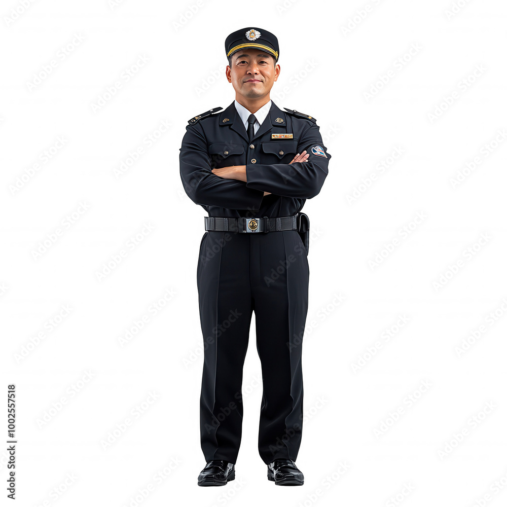 Formal Military Officer Standing in Front of Blank Background. Formal Military Officer Standing in Front of Blank Background.