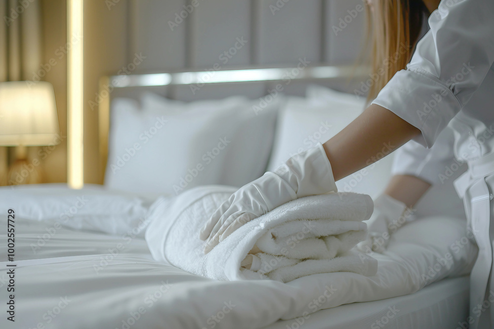 Portrait of beautiful woman housekeeper maid generative AI Portrait of beautiful woman housekeeper maid generative AI