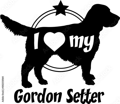 Gordon Setter dog silhouette, i love my dog, dog, dog breeds, logo, vector, monogram, silhouette, logo design, animal, illustration, mammal, icon, sign, design, black, wild, 