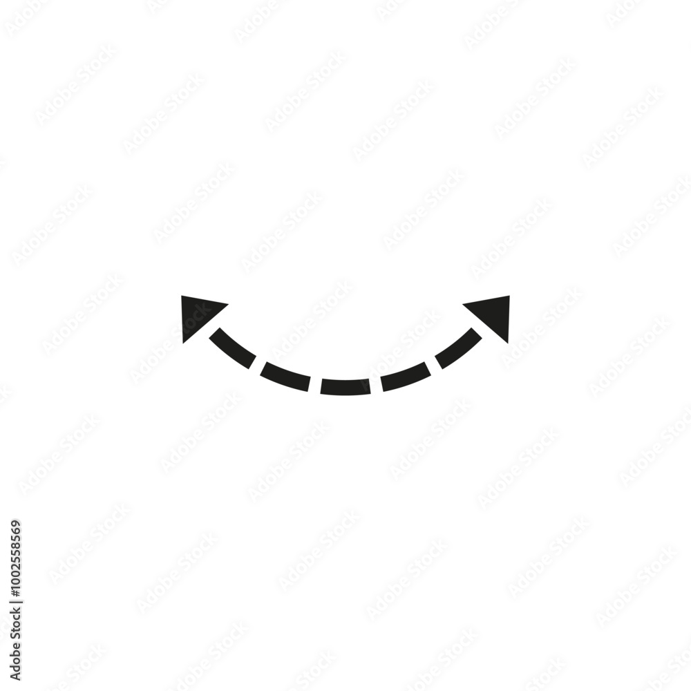 Semicircular curved thin long double ended arrow. Dual semi circle arrow. Vector illustration. Semicircular curved thin long double ended arrow. Dual semi circle arrow. Vector illustration.