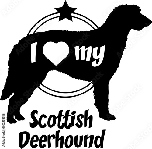 Scottish Deerhound dog silhouette, i love my dog, dog, dog breeds, logo, vector, monogram, silhouette, logo design, animal, illustration, icon, sign, design, black, wild, symbol, pet, nature,