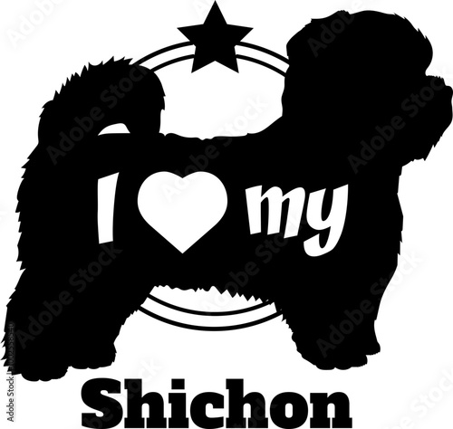 Shichon dog silhouette, i love my dog, dog, dog breeds, logo, vector, monogram, silhouette, logo design, animal, illustration, icon, sign, design, black, wild, symbol, pet, nature,