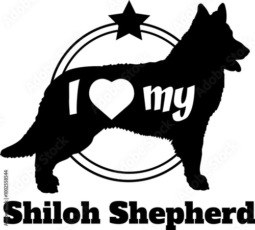 Shiloh Shepherd. dog silhouette, i love my dog, dog, dog breeds, logo, vector, monogram, silhouette, logo design, animal, illustration, icon, sign, design, black, wild, symbol, pet, nature,