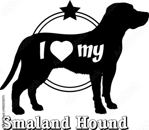 Smaland Hound dog silhouette, i love my dog, dog, dog breeds, logo, vector, monogram, silhouette, logo design, animal, illustration, icon, sign, design, black, wild, symbol, pet, nature,