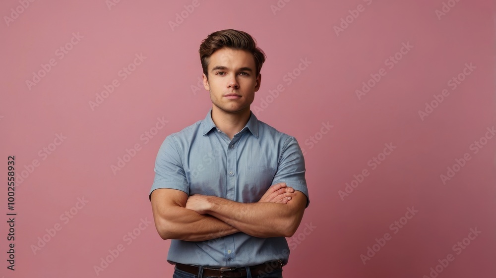 portrait of a man on a pink background portrait of a man on a pink background