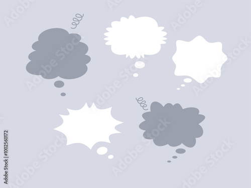 Quote box frame big set. Quote text in speech bubble grey icon. Blank template speech text info design boxes quotation bubble blog quotes symbols vector illustration balloon frames stylish handwritten