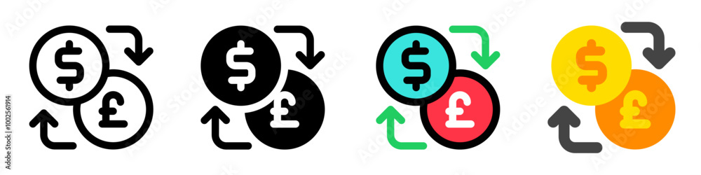 Editable currency exchange vector icon. Part of a big icon set family. Finance, business, investment, accounting. Perfect for web and app interfaces, presentations, infographics, etc Editable currency exchange vector icon. Part of a big icon set family. Finance, business, investment, accounting. Perfect for web and app interfaces, presentations, infographics, etc