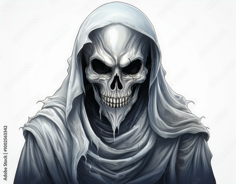 Set collection of scary ghost and skull face mask on white background Set collection of scary ghost and skull face mask on white background