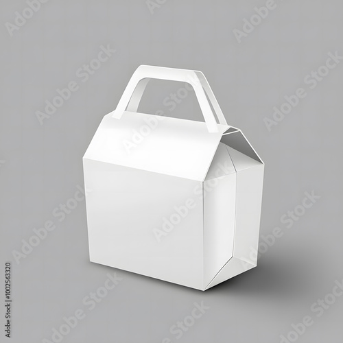 Wallpaper Mural  Blank White Cardboard Box with Handle on Light Grey Background Torontodigital.ca