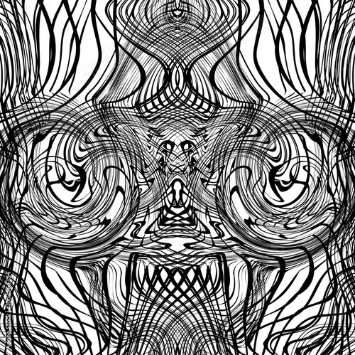 A creepy or dark texture or abstraction with symmetrical shapes, similar to an owl.
