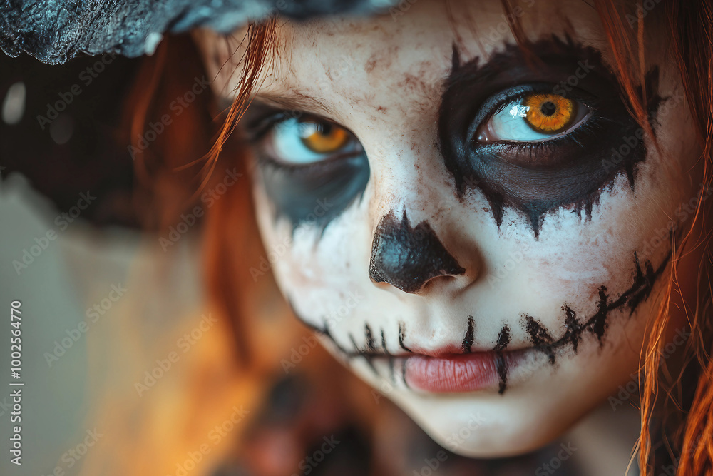 Scary halloween makeup concept generative AI technology Scary halloween makeup concept generative AI technology