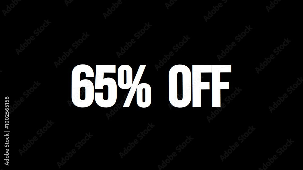 65% OFF text animation, slicing blue effect. Promotion concept, looping video