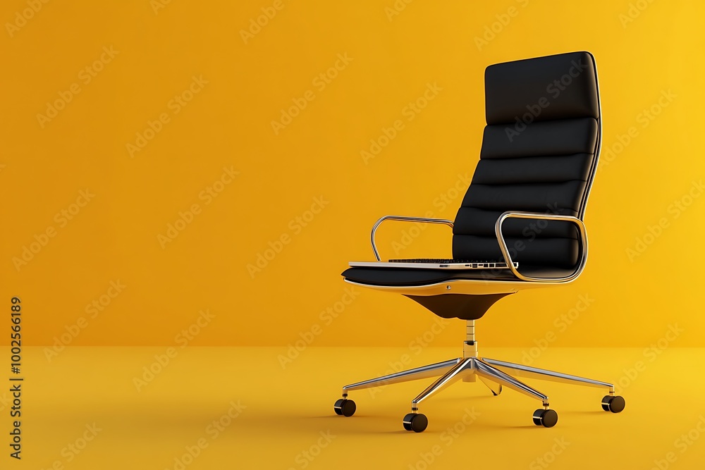 modern desk Have a nice laptop and and chair. modern desk Have a nice laptop and and chair.
