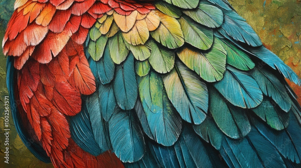 Obraz premium Colorful Parrot Feathers in Vibrant Detail