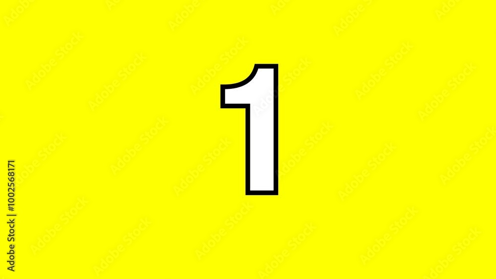 Countdown from 5 to 0: Screen countdown animation with yellow background
